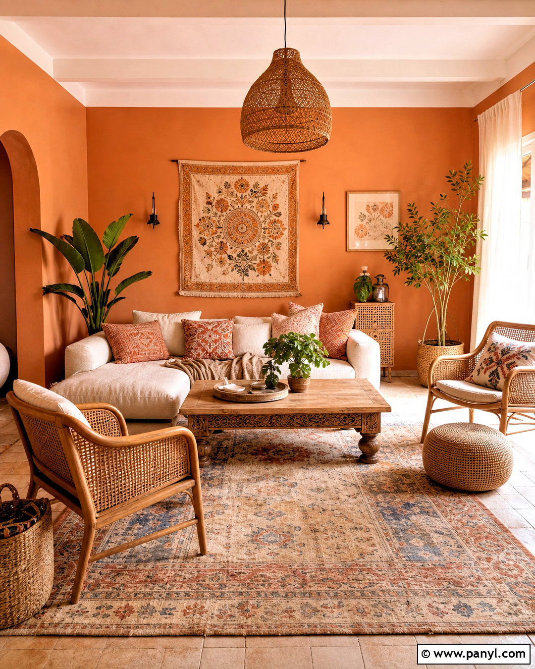 Light Orange Boho Living Room - 20 light orange room ideas