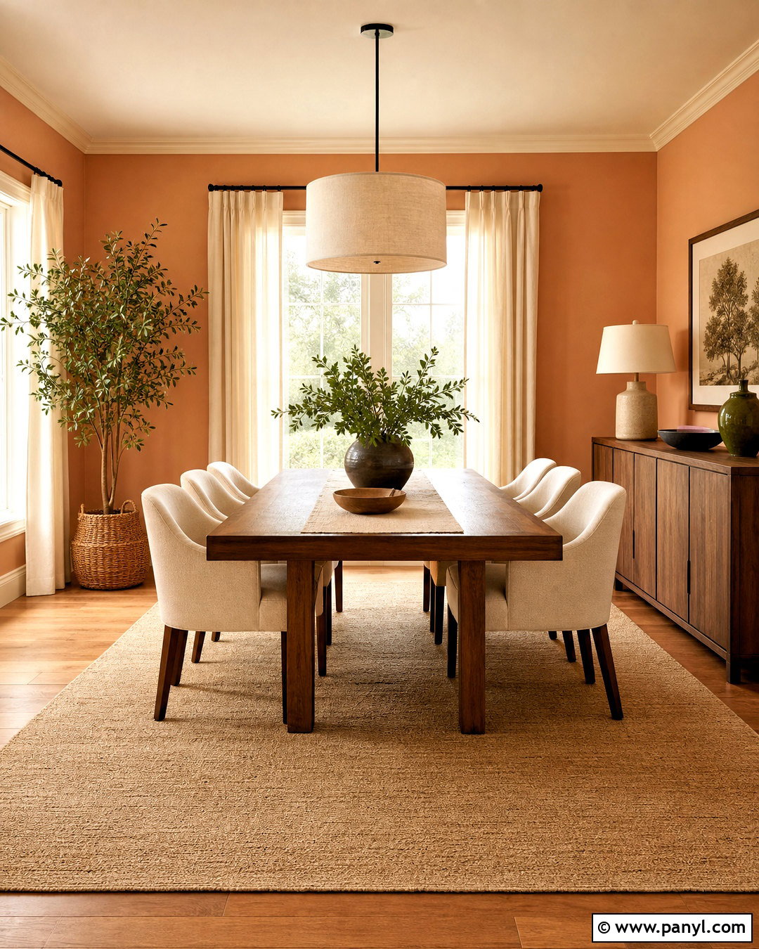 Light Orange Dining Room With Wood Furniture - 20 light orange room ideas