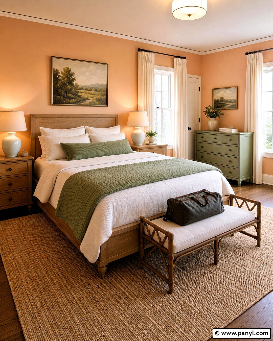 Light Orange Guest Room With Sage Green - 20 light orange room ideas