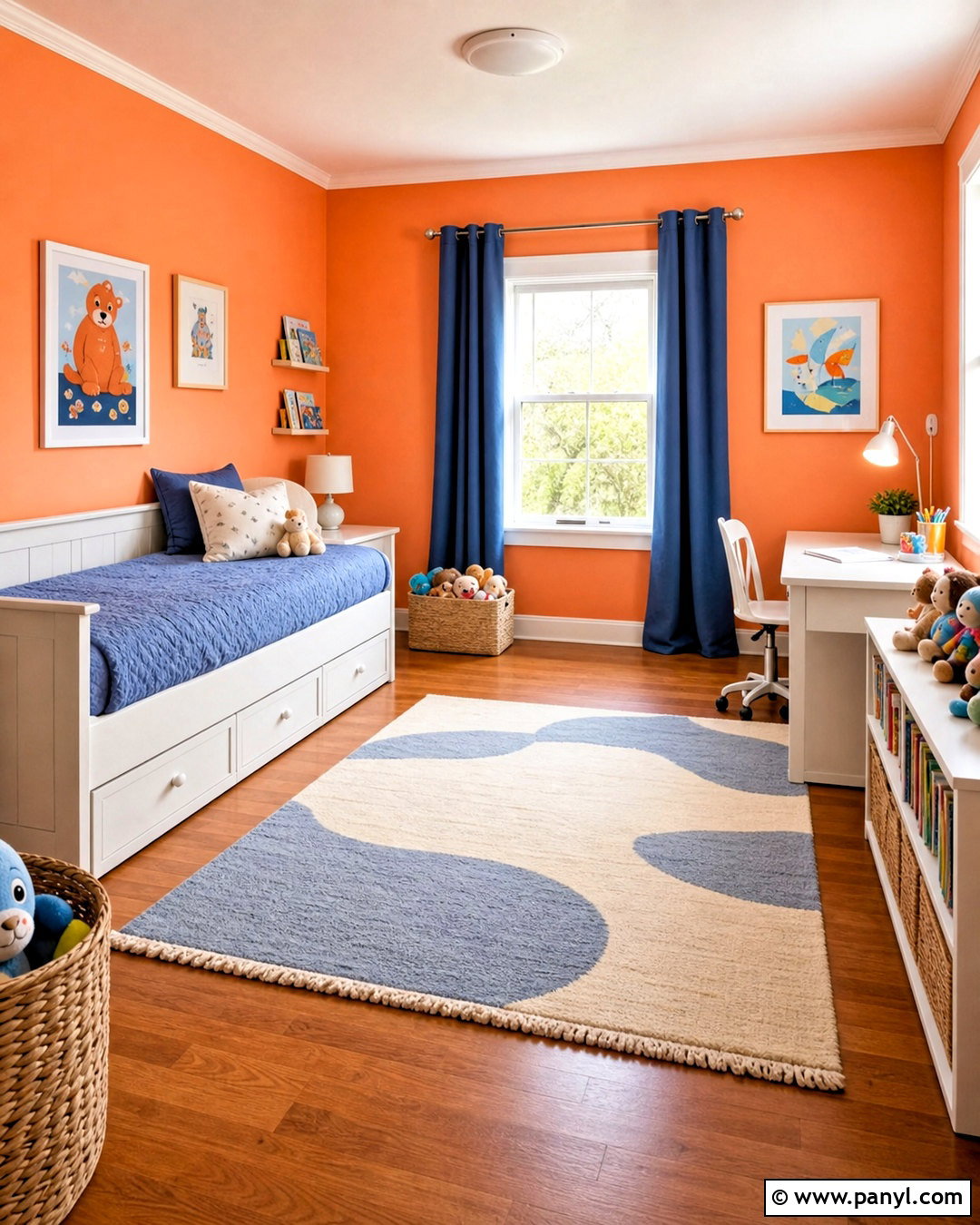 Light Orange Kids Room With Blue Accents - 20 light orange room ideas