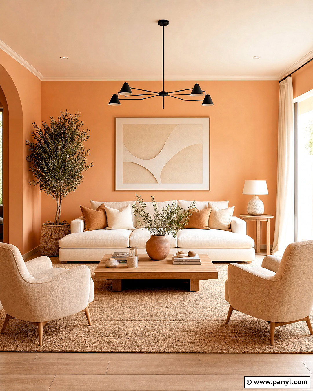 Light Orange Living Room With Cream Furniture - 20 light orange room ideas