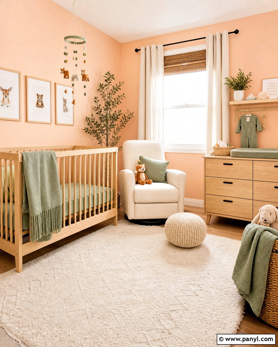Light Orange Nursery With Natural Wood - 20 light orange room ideas