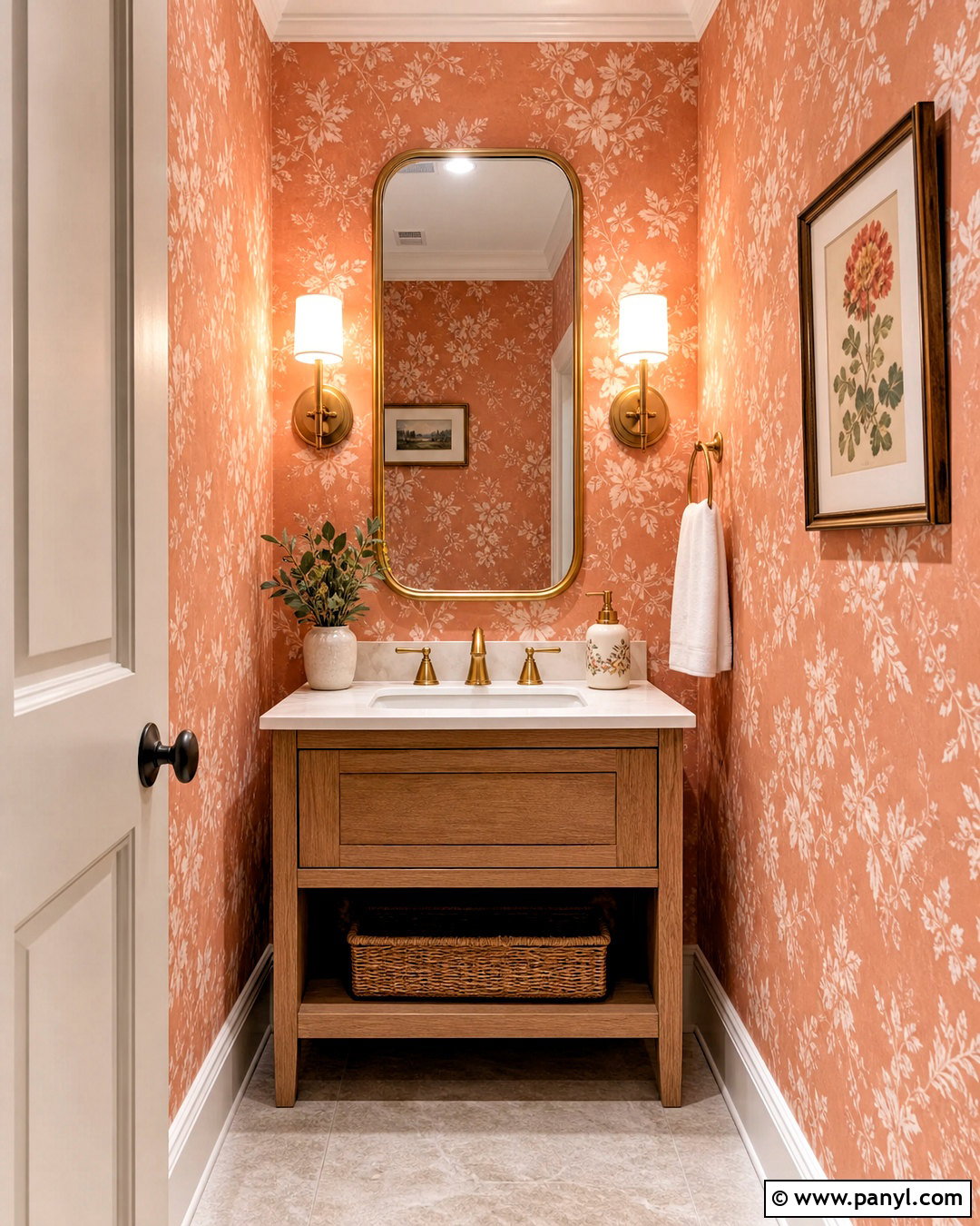 Light Orange Powder Room With Wallpaper - 20 light orange room ideas