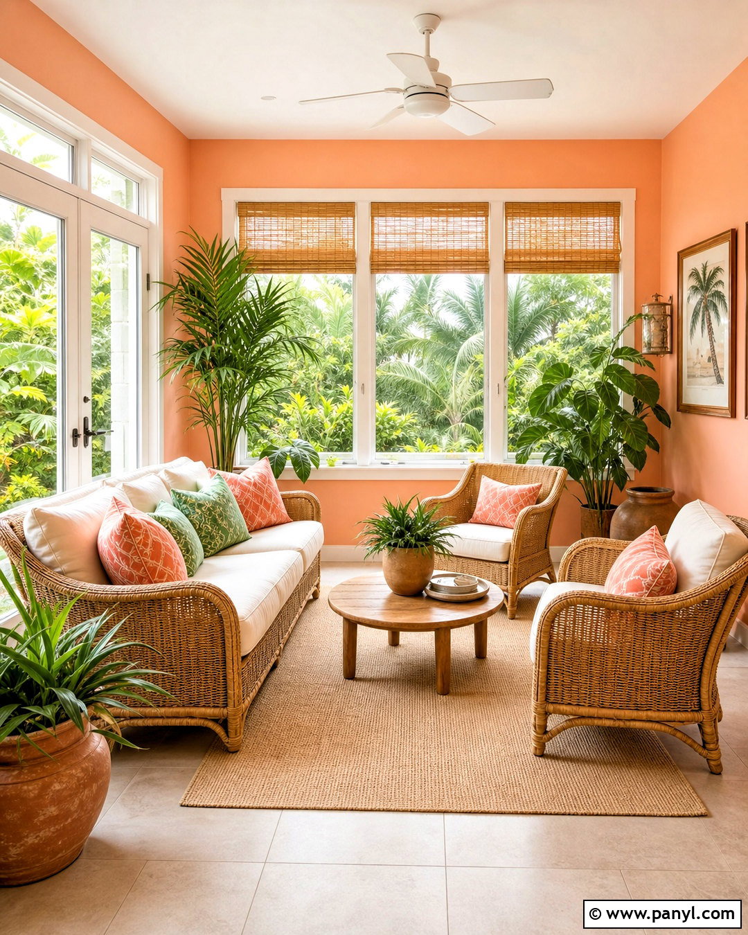 Light Orange Sunroom With Rattan Furniture - 20 light orange room ideas