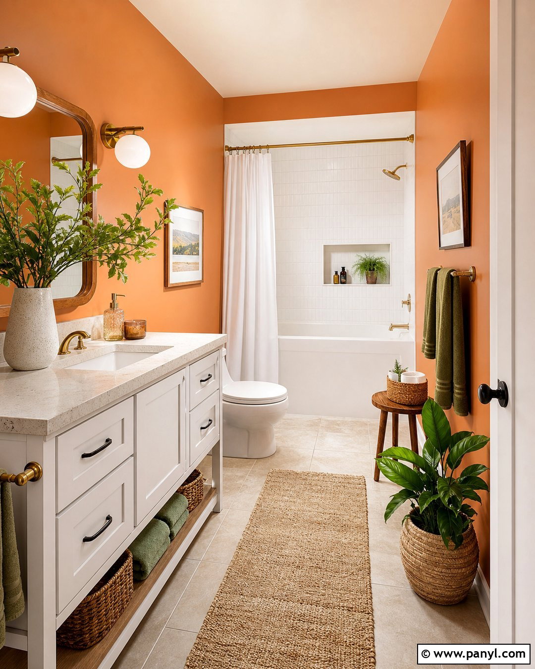Light Orange Walls In A Bathroom - 35 Light Orange Walls