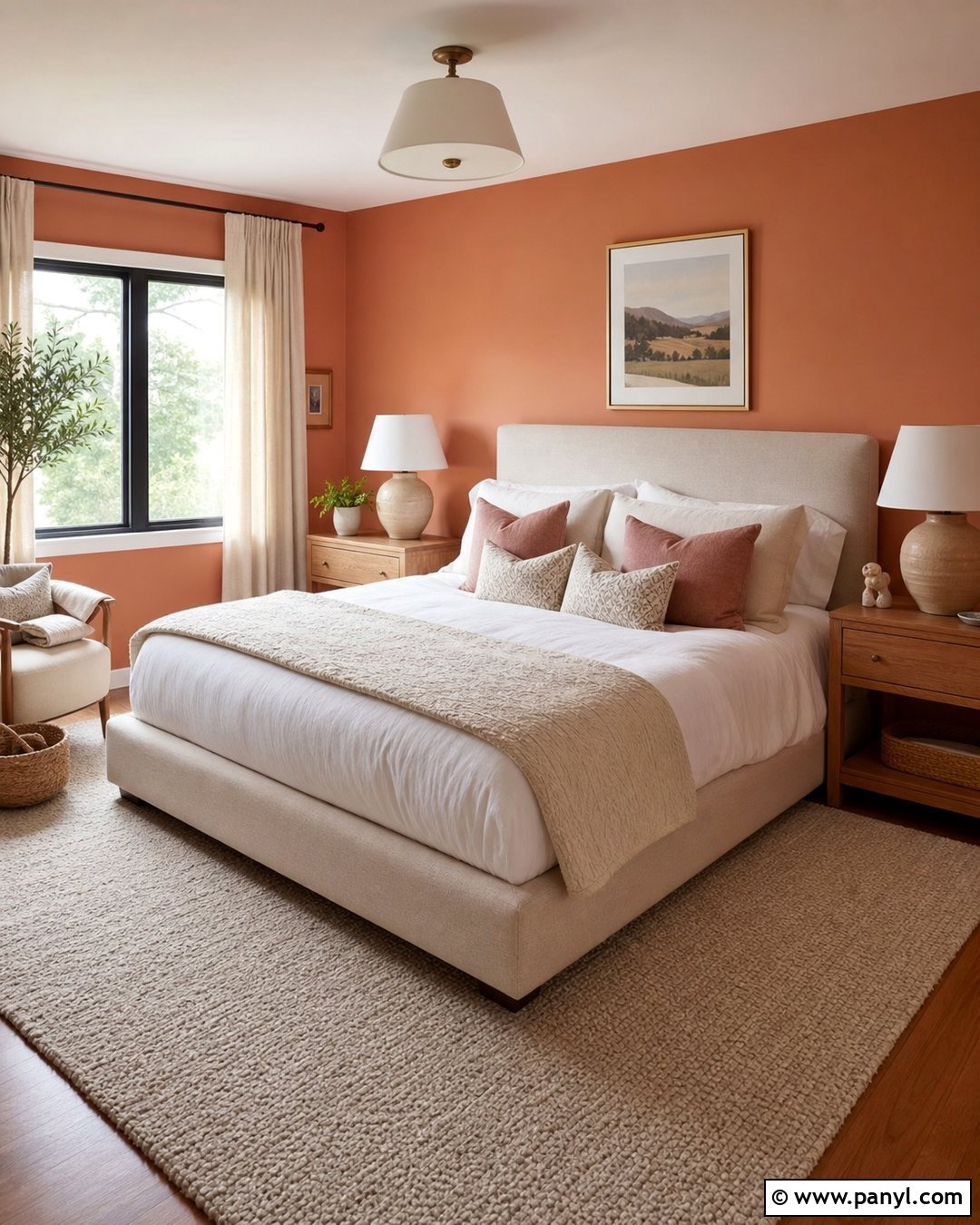 Light Orange Walls In A Cozy Bedroom - 35 Light Orange Walls