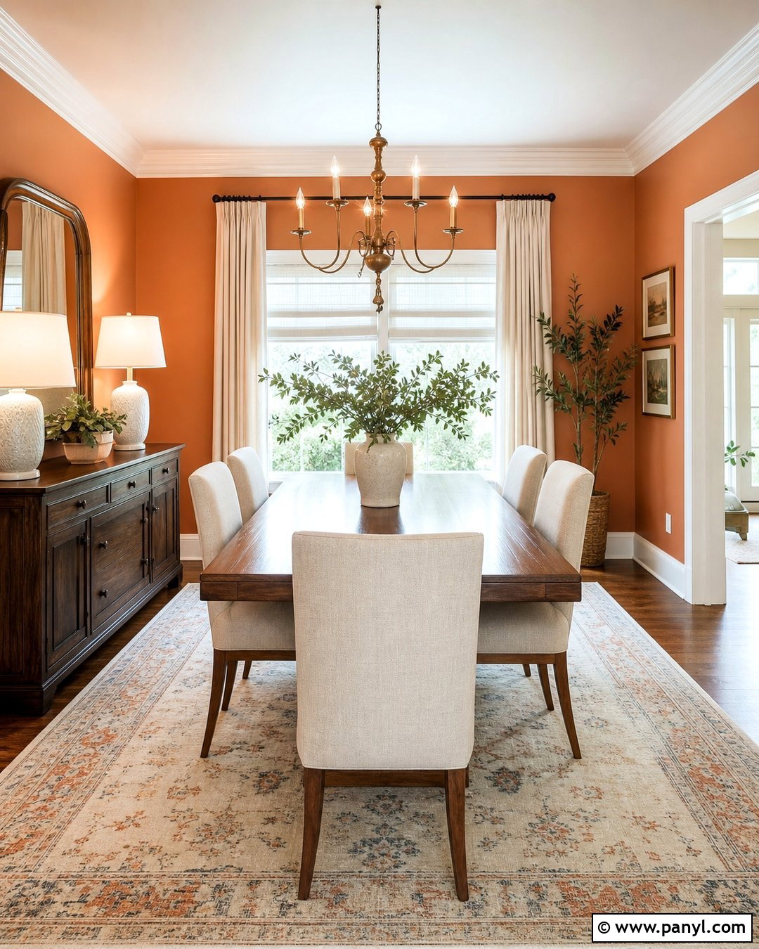 Light Orange Walls In A Dining Room - 35 Light Orange Walls