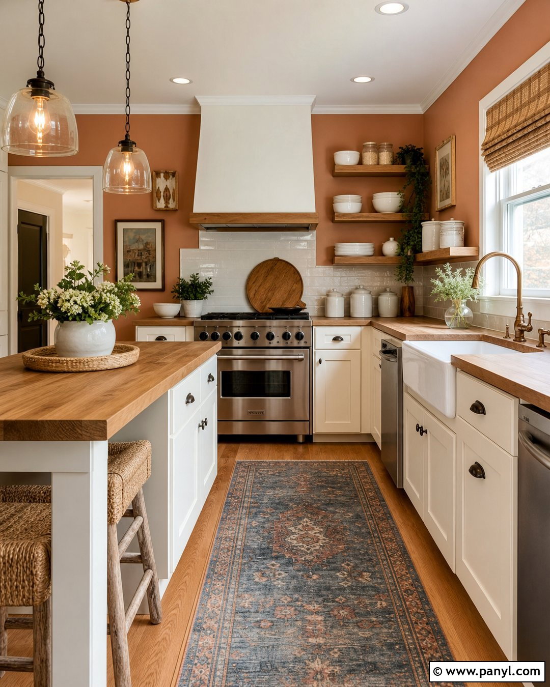 Light Orange Walls In A Farmhouse Kitchen - 35 Light Orange Walls