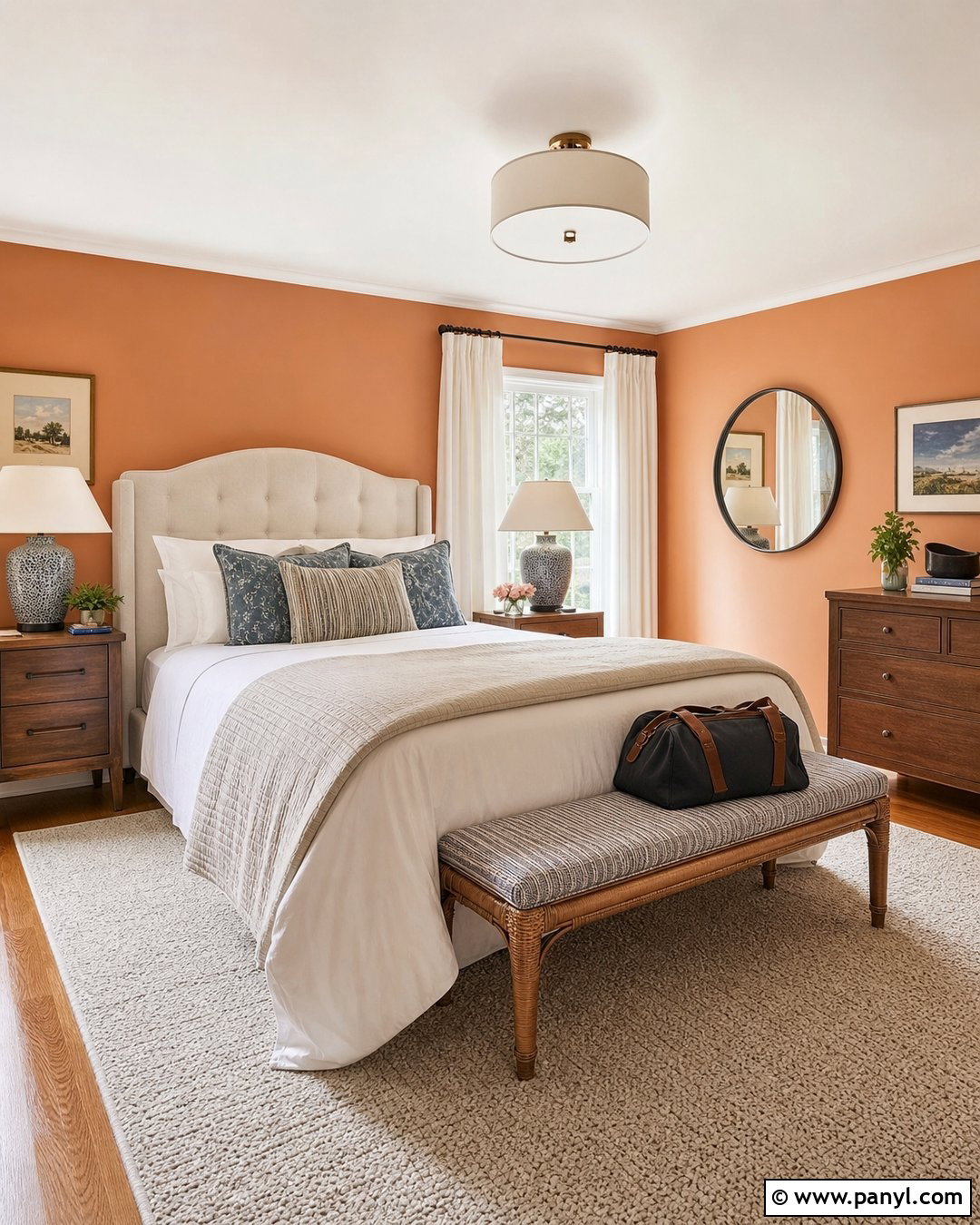 Light Orange Walls In A Guest Bedroom - 35 Light Orange Walls