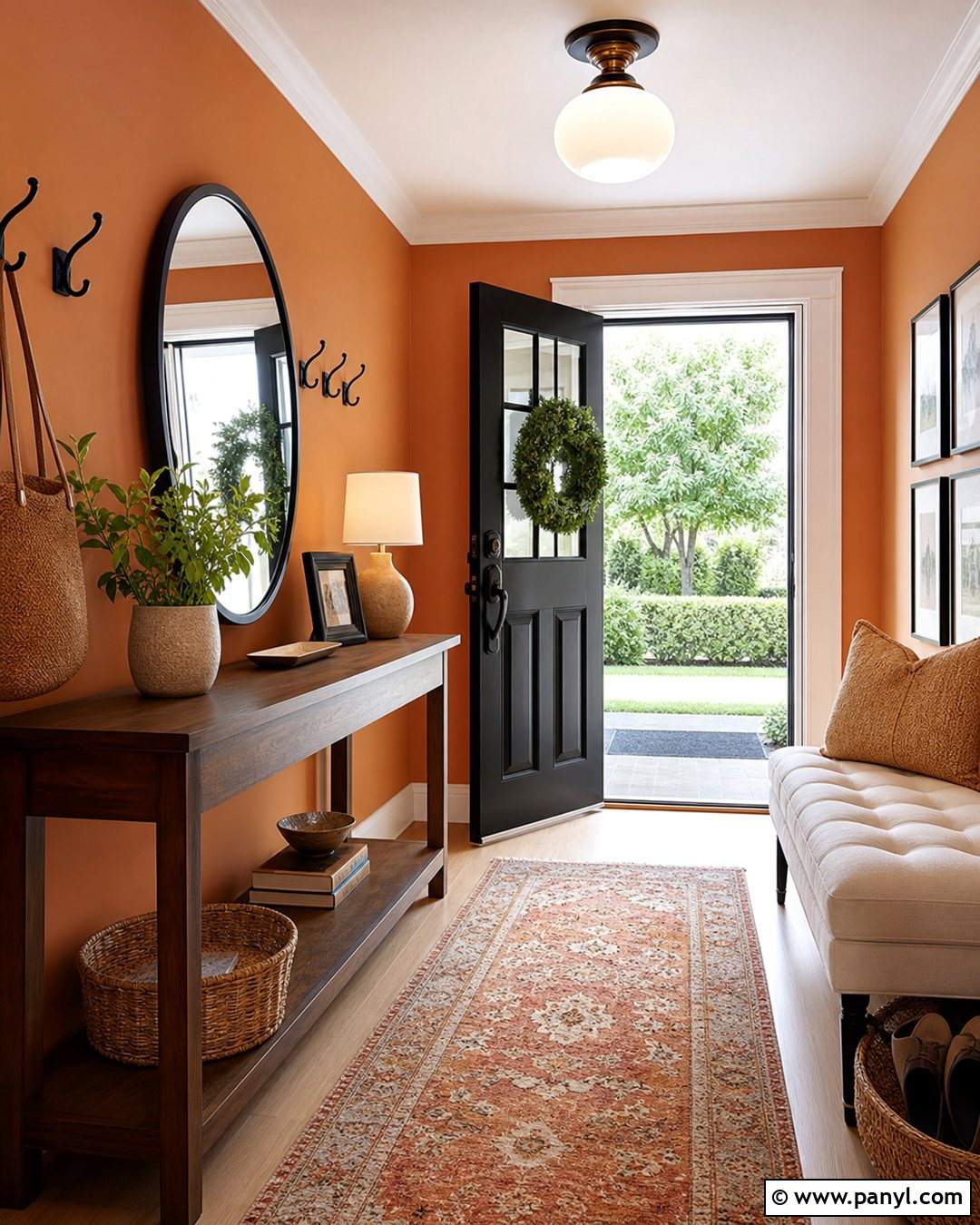 Light Orange Walls In An Entryway - 35 Light Orange Walls