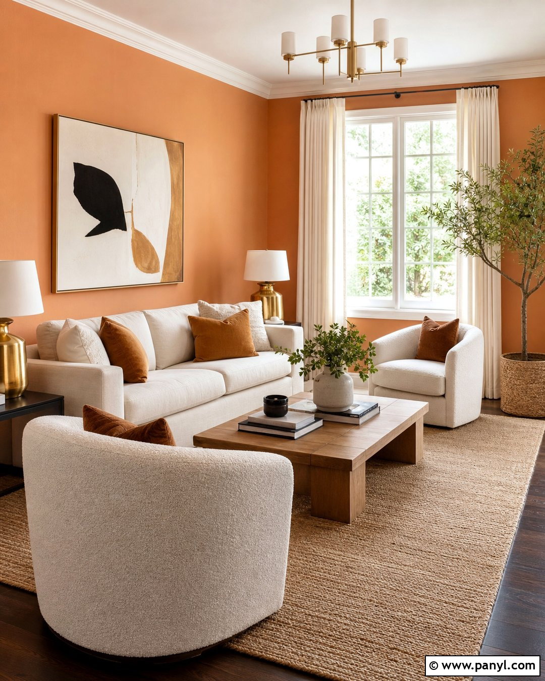 Light Orange Walls With Cream Furniture - 35 Light Orange Walls