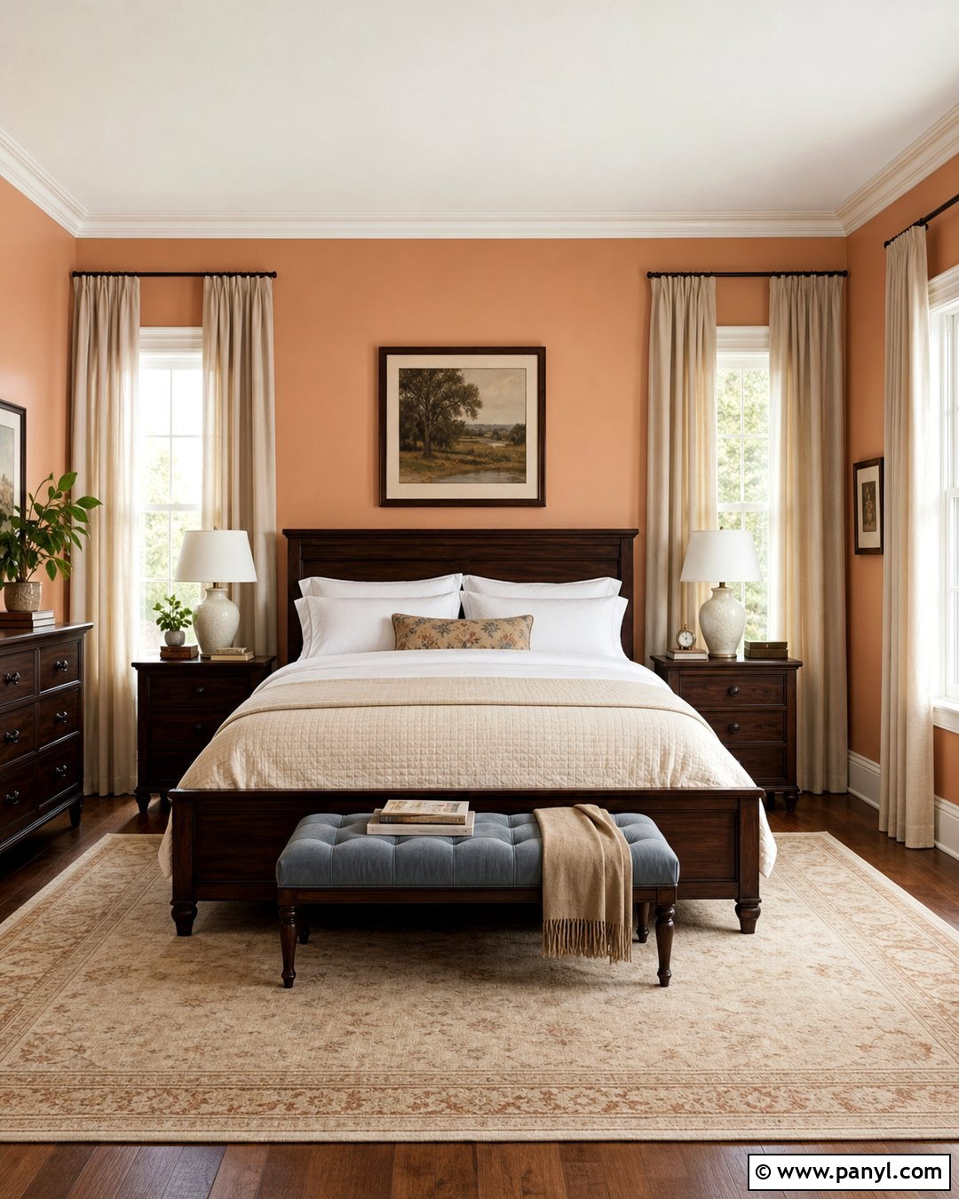 Light Orange Walls With Dark Wood Furniture - 35 Light Orange Walls
