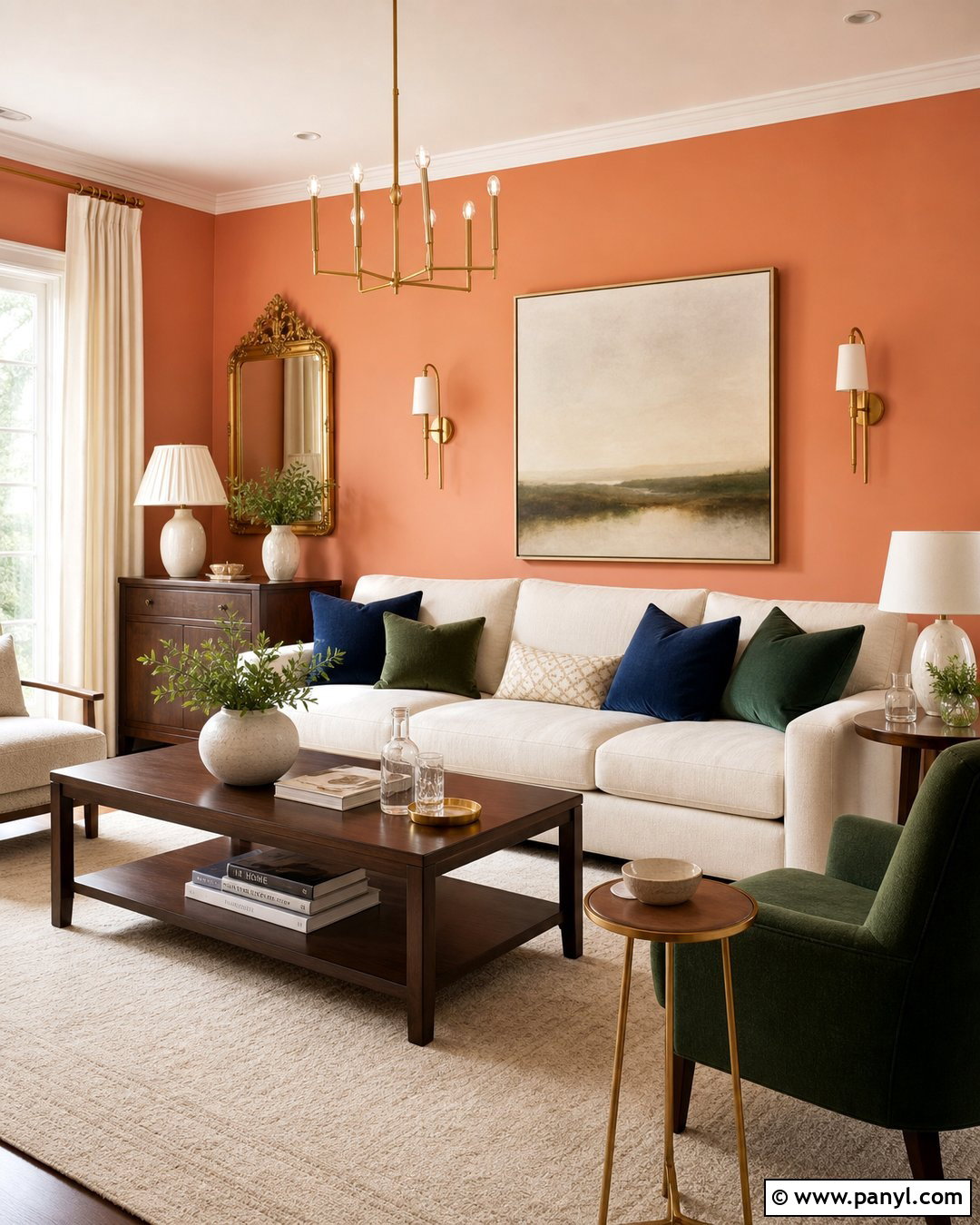 Light Orange Walls With Gold Decor - 35 Light Orange Walls