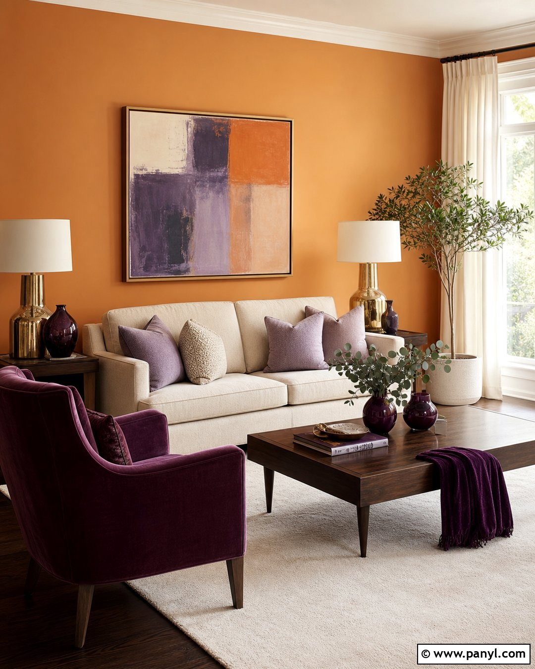 Light Orange Walls With Purple Accents - 35 Light Orange Walls