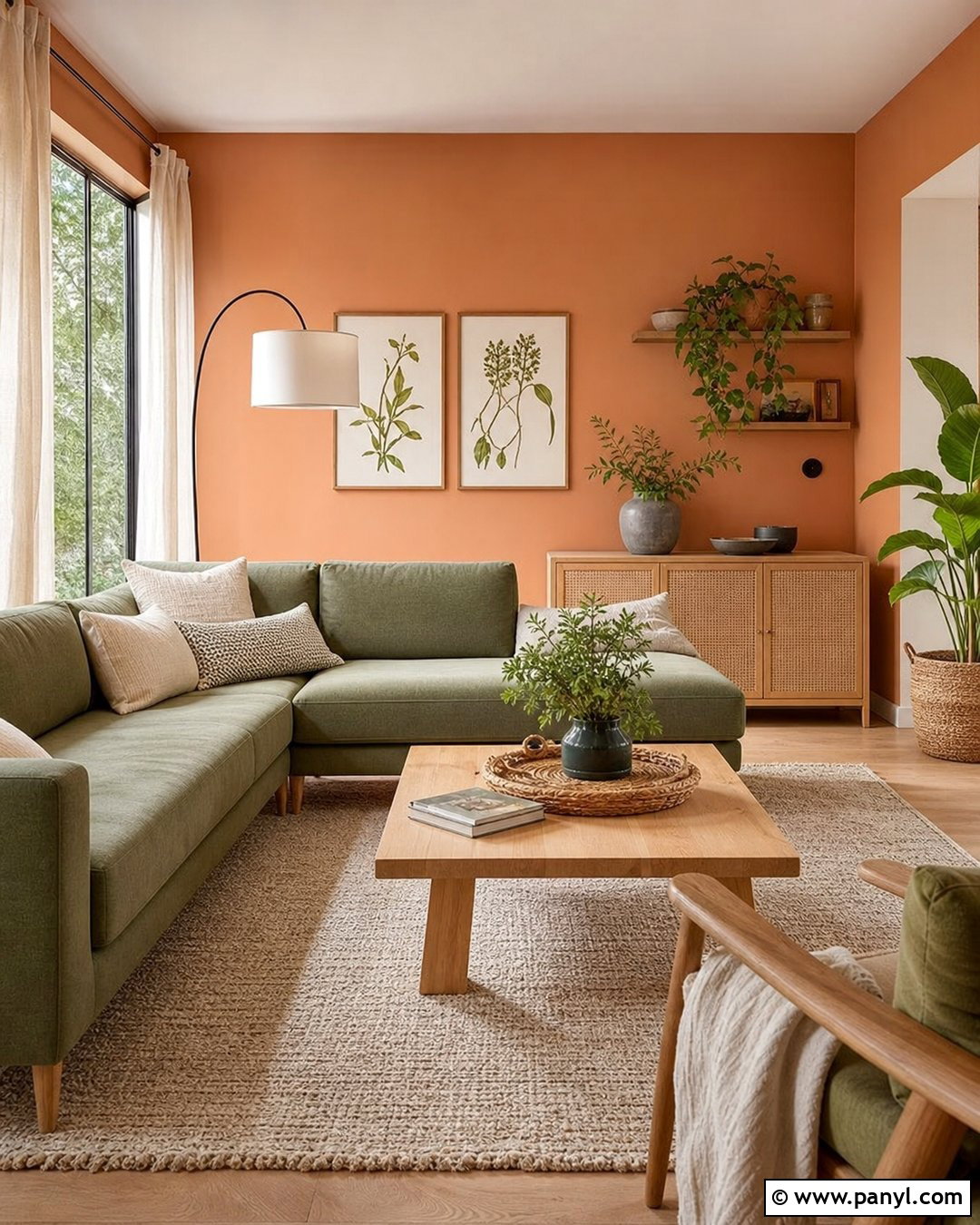 Light Orange Walls With Sage Green Furniture - 35 Light Orange Walls