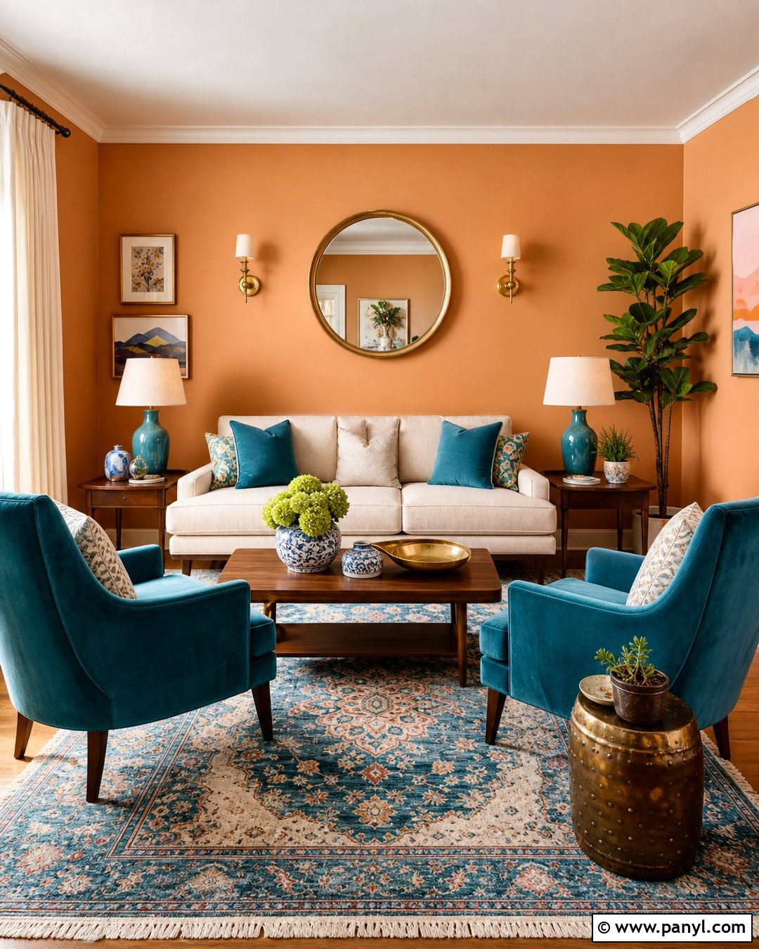 Light Orange Walls With Teal Accents - 35 Light Orange Walls