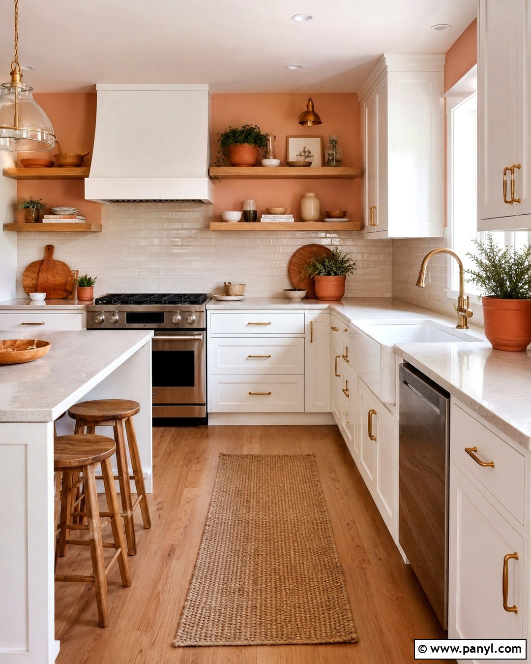 Light Peach Bathroom With Warm White Tile - 20 Light Peach Wall Paint Ideas