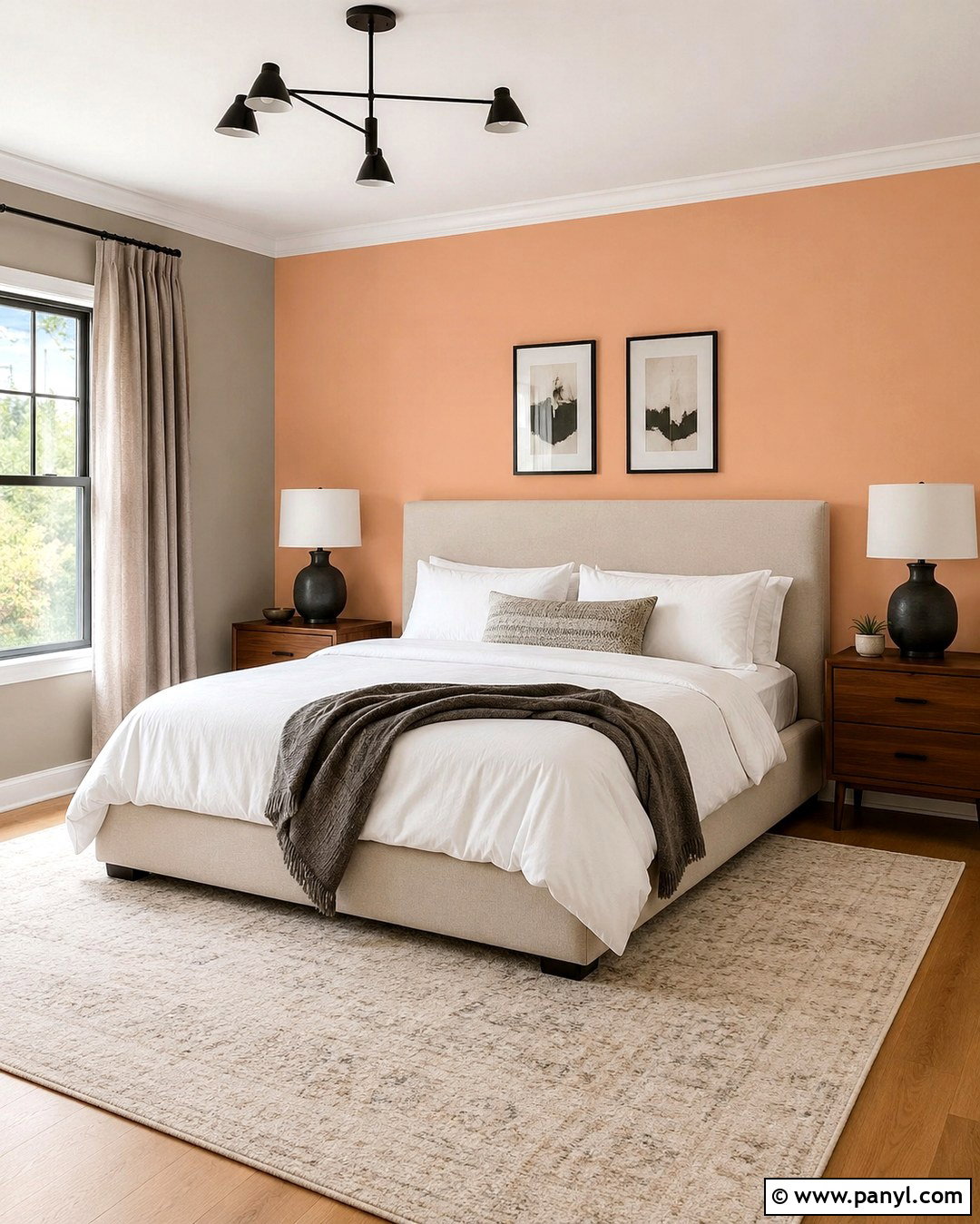 Light Peach Entryway With Black Accents - 20 Light Peach Wall Paint Ideas