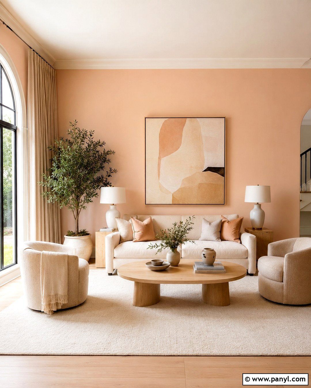 Light Peach Hallway With White Trim - 20 Light Peach Wall Paint Ideas