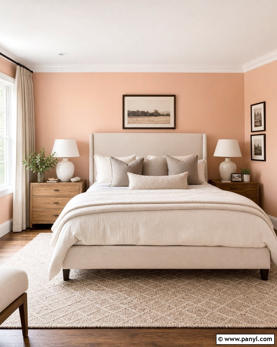 Light Peach Walls In A Cream Bedroom - 35 Light Peach Wall Color Ideas