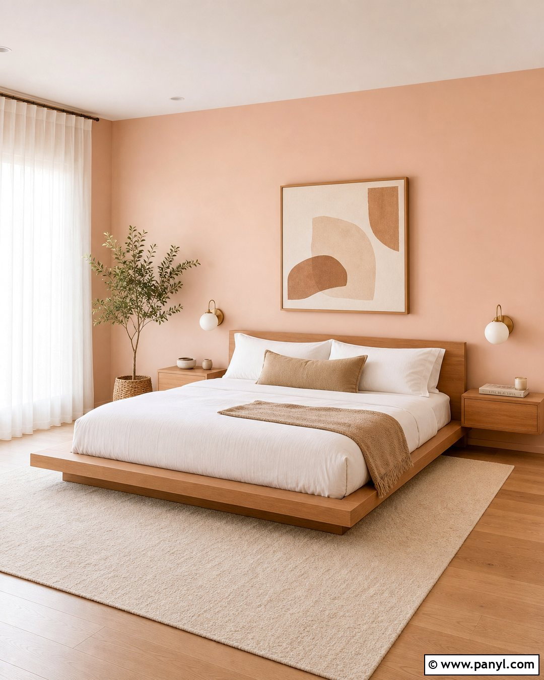Light Peach Walls In A Minimalist Bedroom - 35 Light Peach Wall Color Ideas