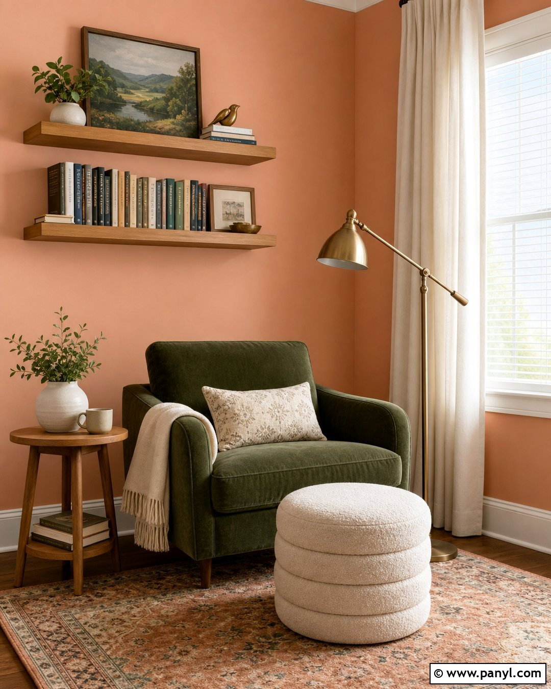 Light Peach Walls In A Reading Nook - 35 Light Peach Wall Color Ideas
