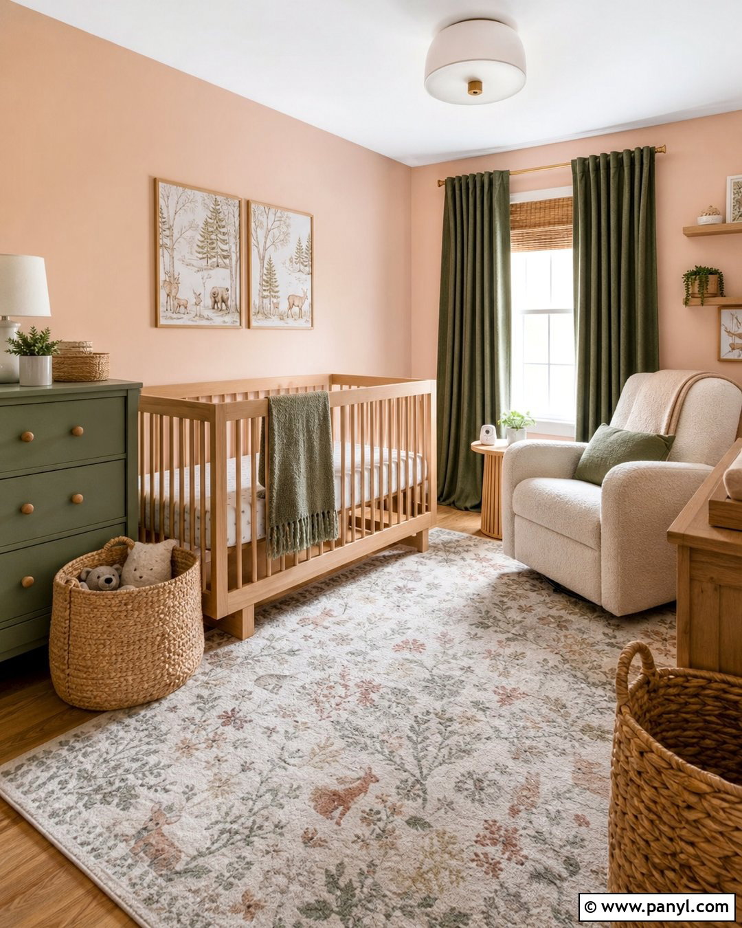 Light Peach Walls In A Sage Green Nursery - 35 Light Peach Wall Color Ideas