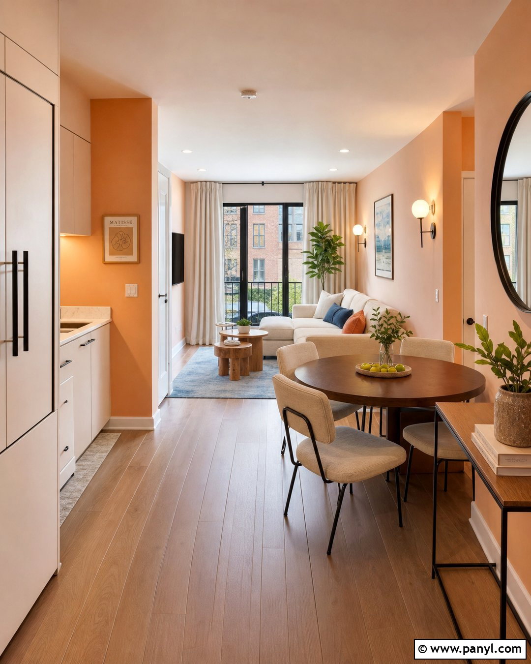 Light Peach Walls In A Small Apartment - 35 Light Peach Wall Color Ideas