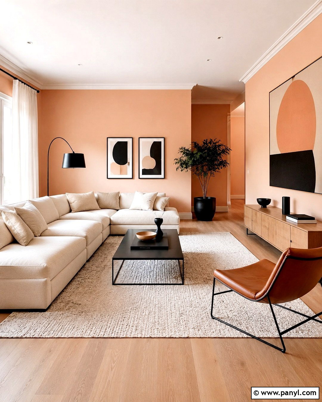 Light Peach Walls With Black Accents - 20 Light Peach Walls Living Room Ideas