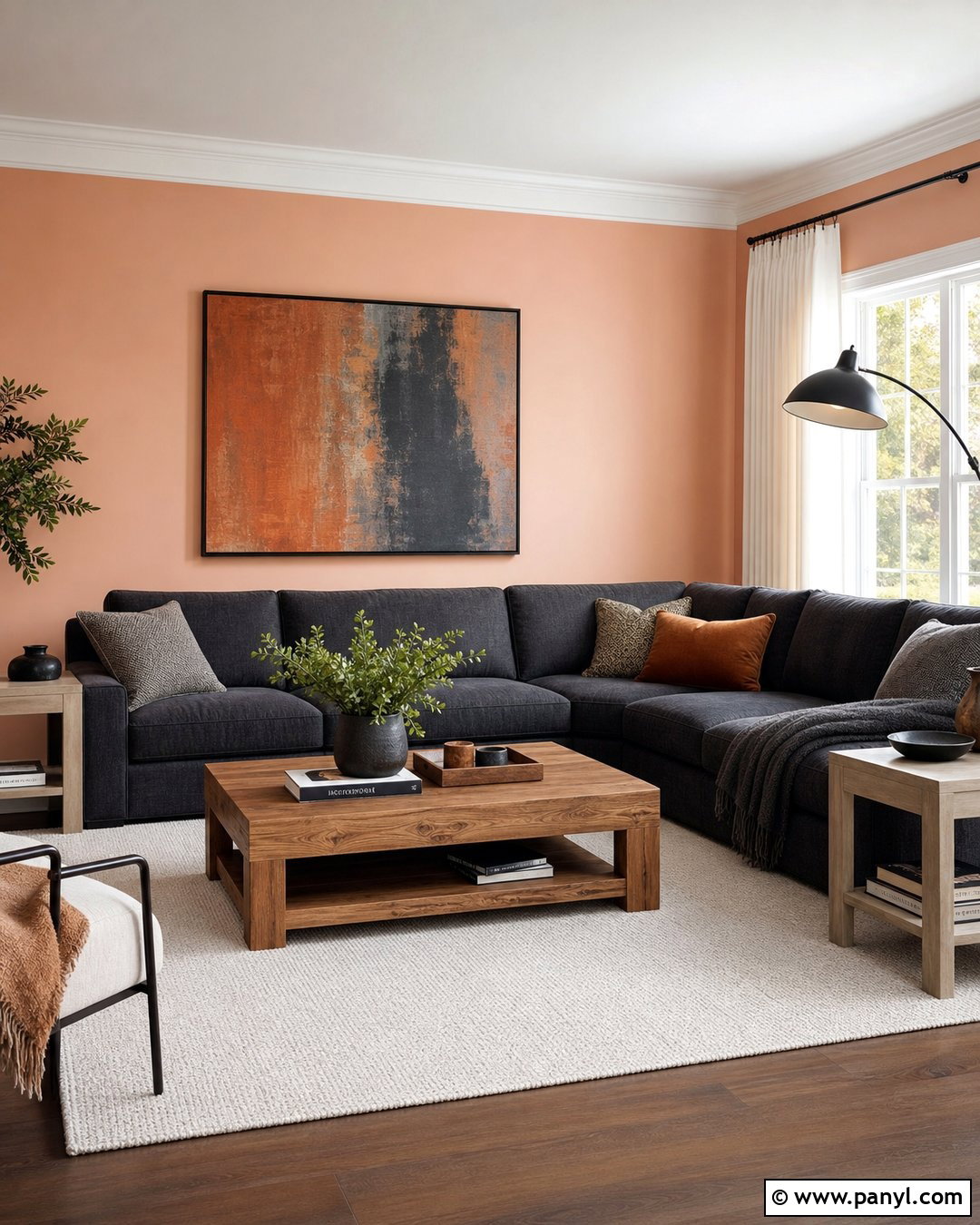 Light Peach Walls With Charcoal Gray Furniture - 35 Light Peach Wall Color Ideas