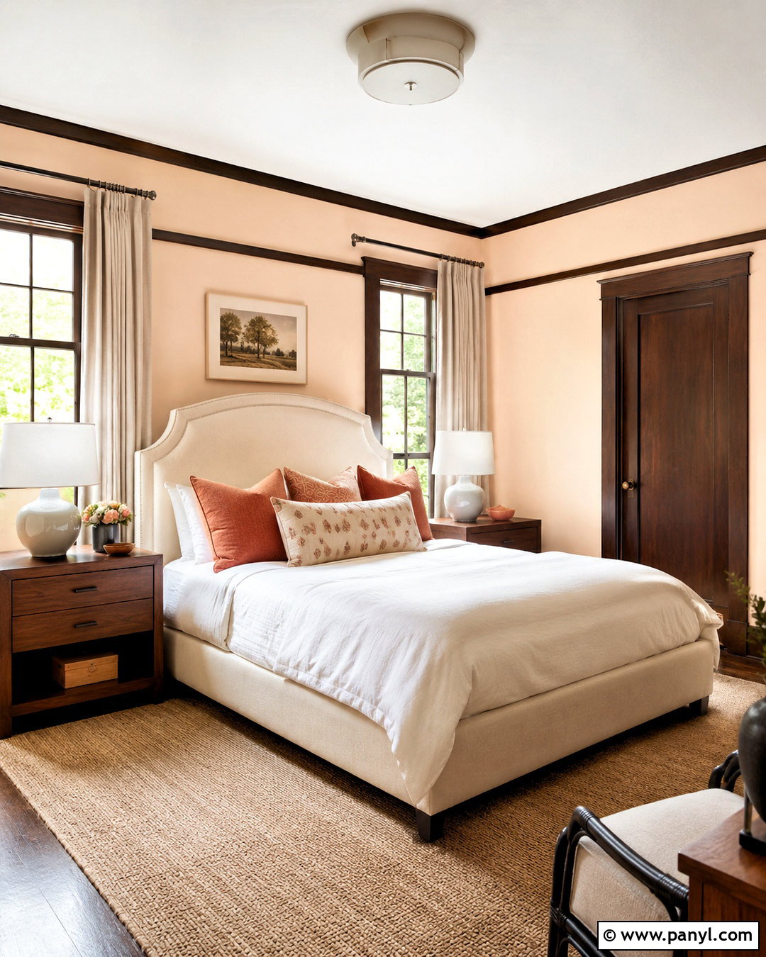 Light Peach Walls With Chocolate Trim - 40 Light Walls With Dark Trim Ideas