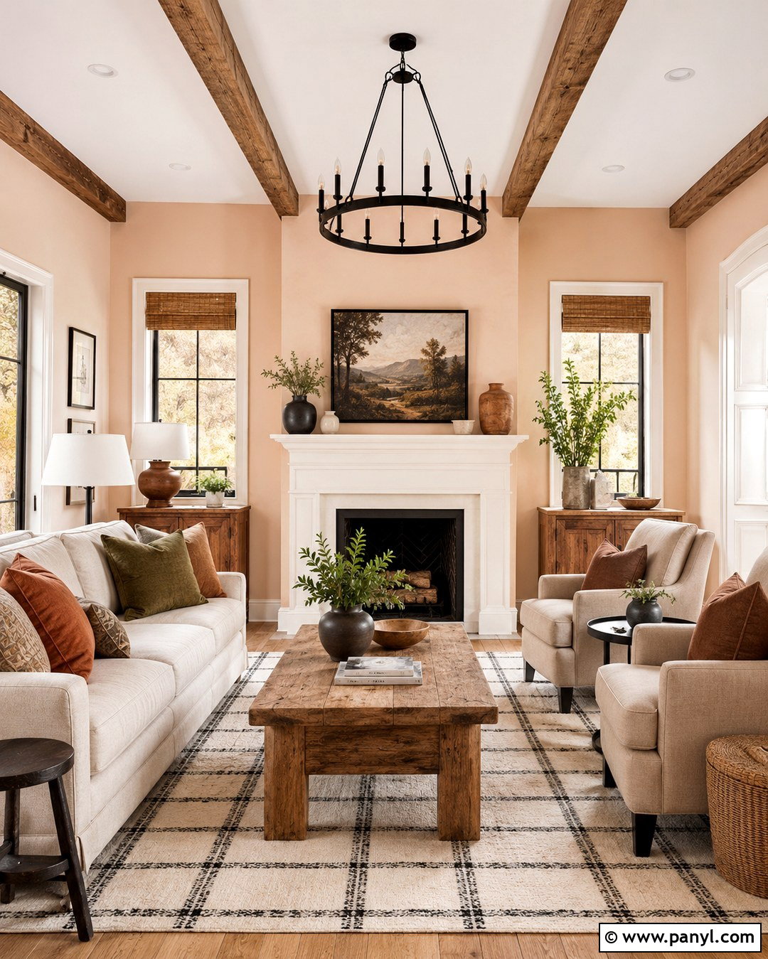 Light Peach Walls With Farmhouse Decor - 20 Light Peach Walls Living Room Ideas