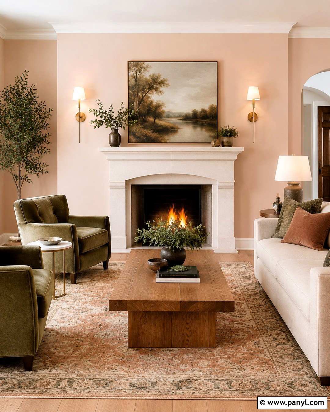 Light Peach Walls With Fireplace - 20 Light Peach Walls Living Room Ideas