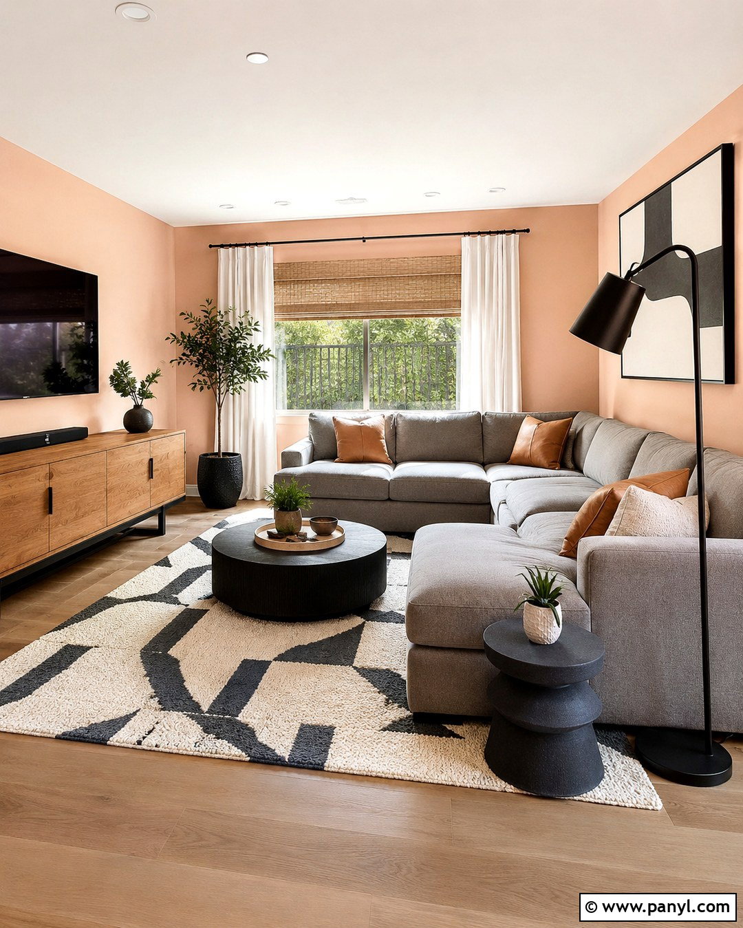 Light Peach Walls With Gray Furniture - 20 Light Peach Walls Living Room Ideas