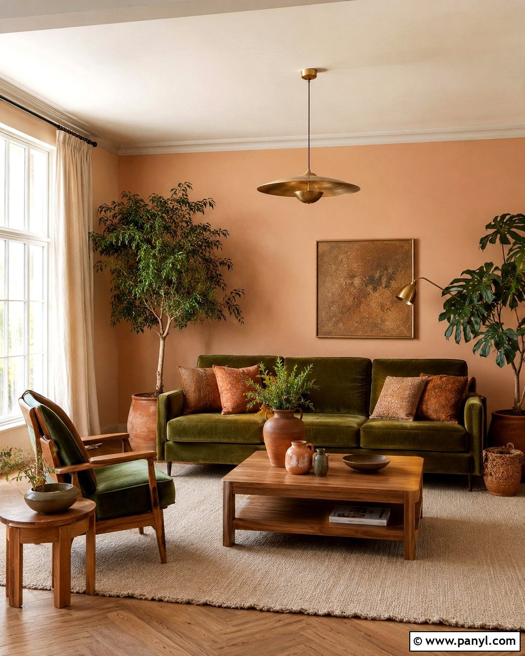 Light Peach Walls With Olive Green Decor - 20 Light Peach Wall Paint Ideas