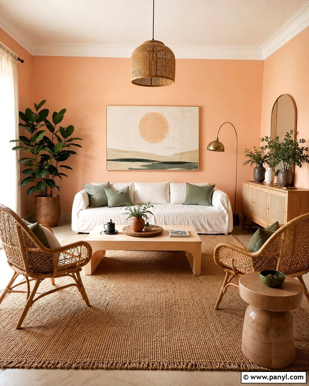 Light Peach Walls With Rattan Furniture - 20 Light Peach Wall Paint Ideas
