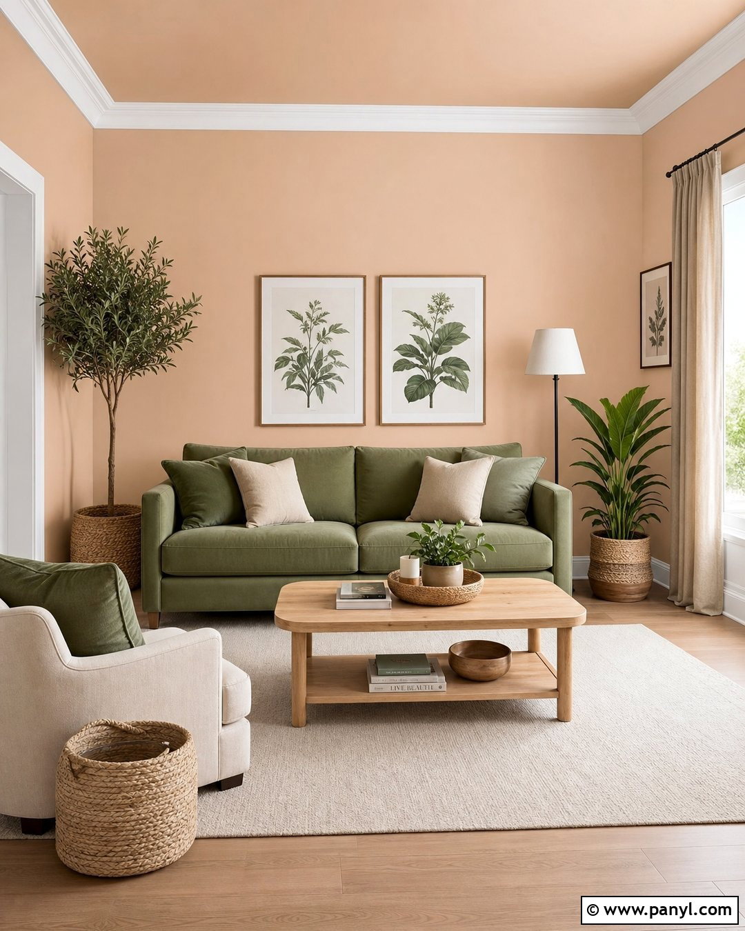 Light Peach Walls With Sage Green Furniture - 35 Light Peach Wall Color Ideas