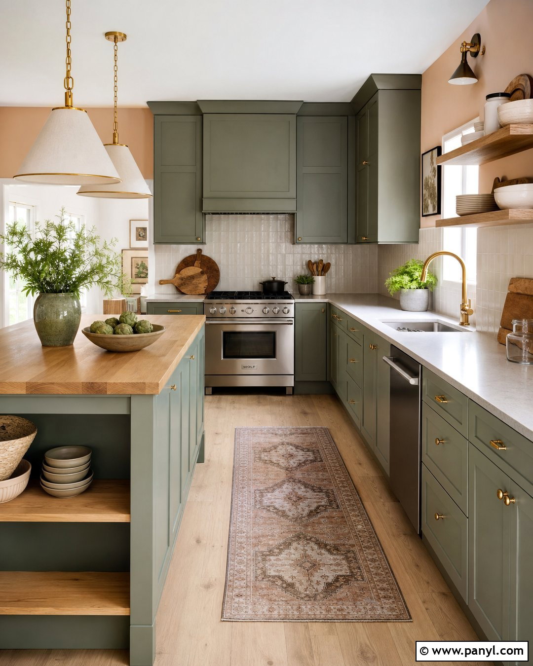 Light Peach Walls With Sage Kitchen Cabinets - 35 Light Peach Wall Color Ideas
