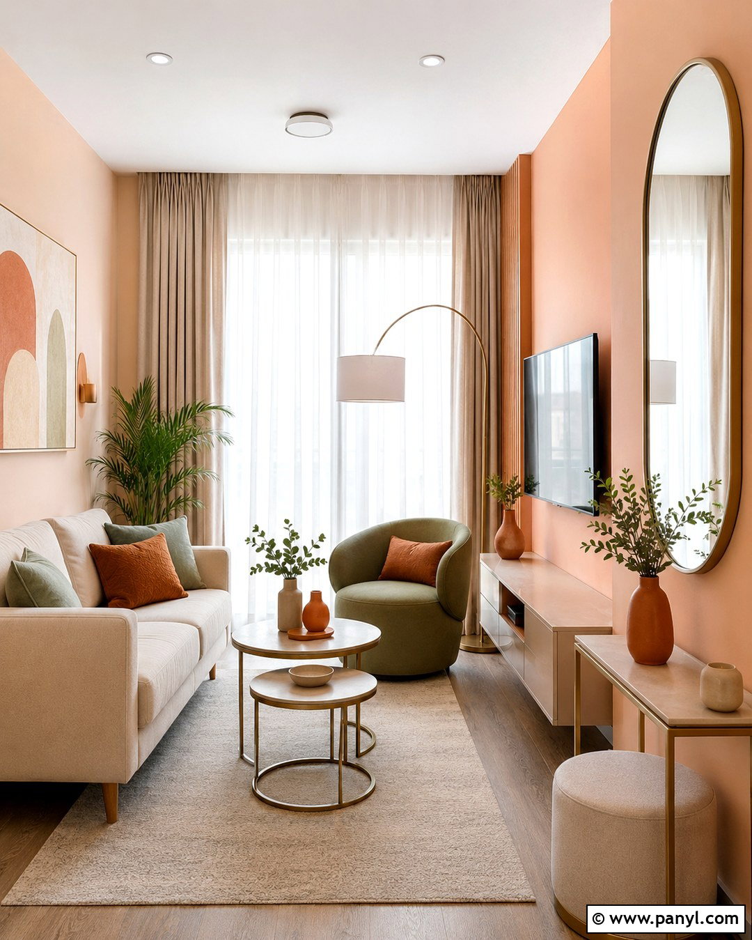 Light Peach Walls With Small Living Room Layout - 20 Light Peach Walls Living Room Ideas