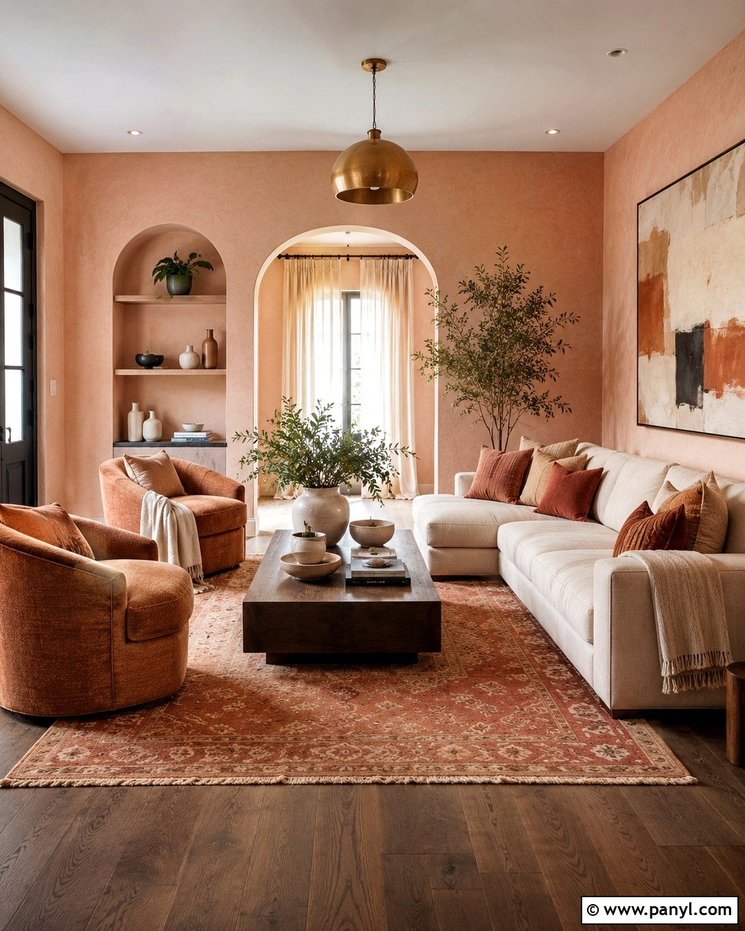 Light Peach Walls With Terracotta Decor - 20 Light Peach Walls Living Room Ideas