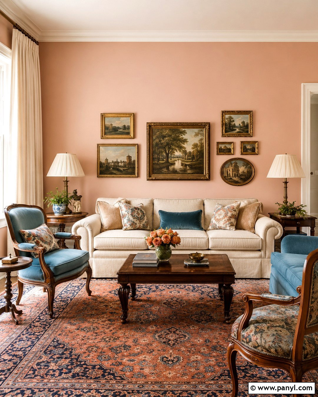 Light Peach Walls With Vintage Decor - 20 Light Peach Walls Living Room Ideas