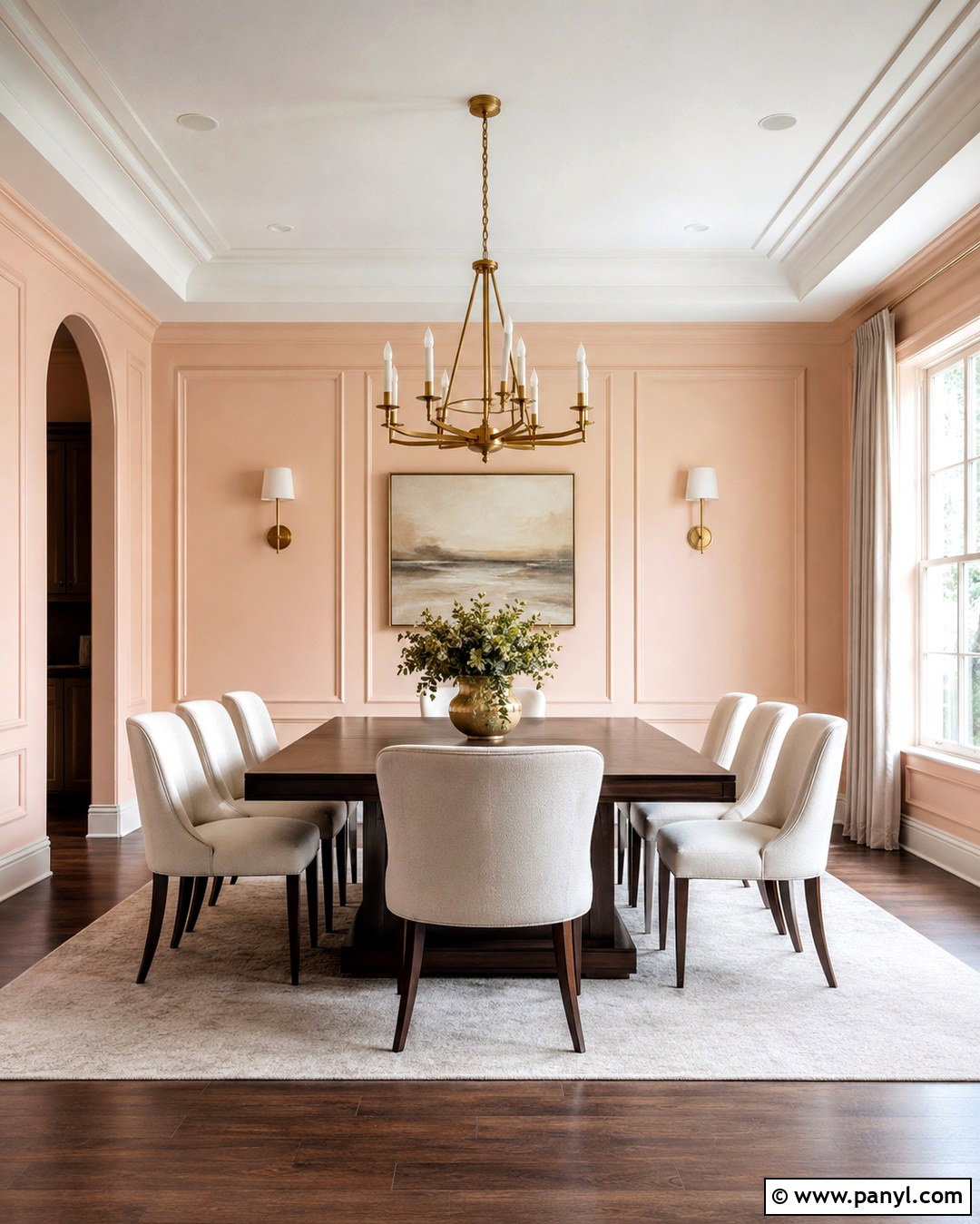 Light Peach Walls With Wall Molding - 20 Light Peach Wall Paint Ideas