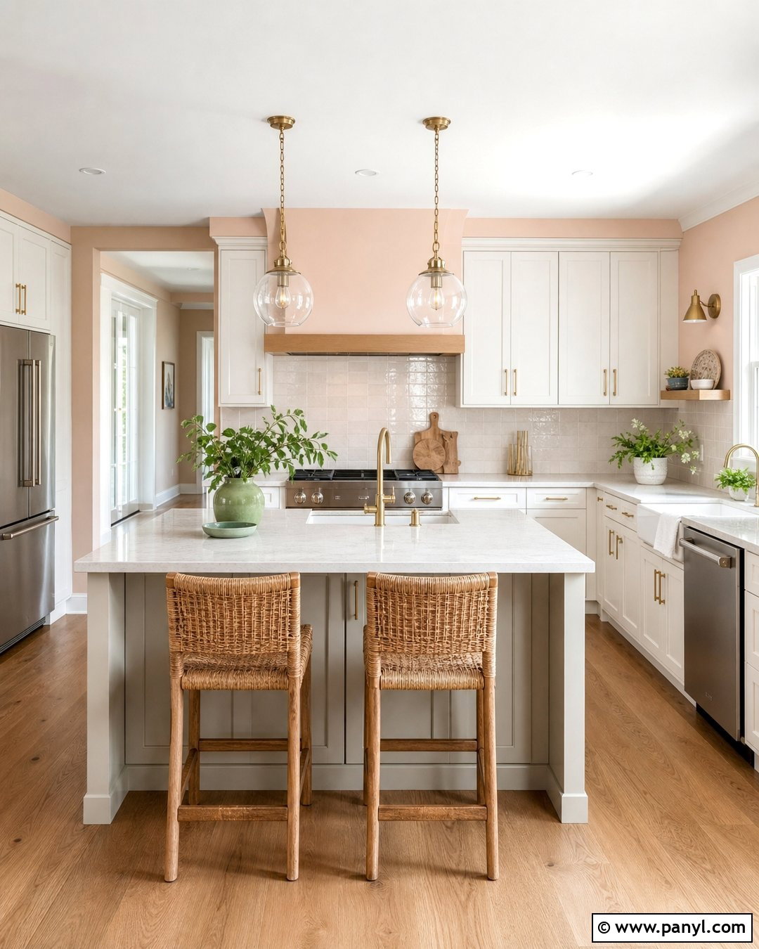 Light Peach Walls With White Kitchen Cabinets - 35 Light Peach Wall Color Ideas