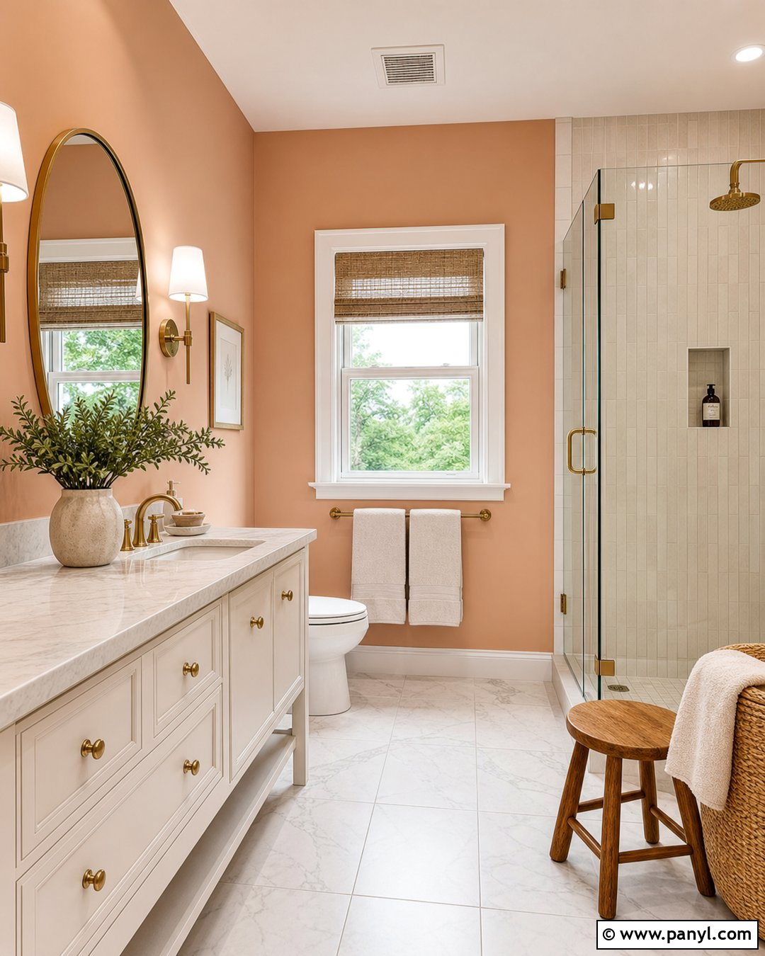 Light Peach Walls With White Marble - 35 Light Peach Wall Color Ideas