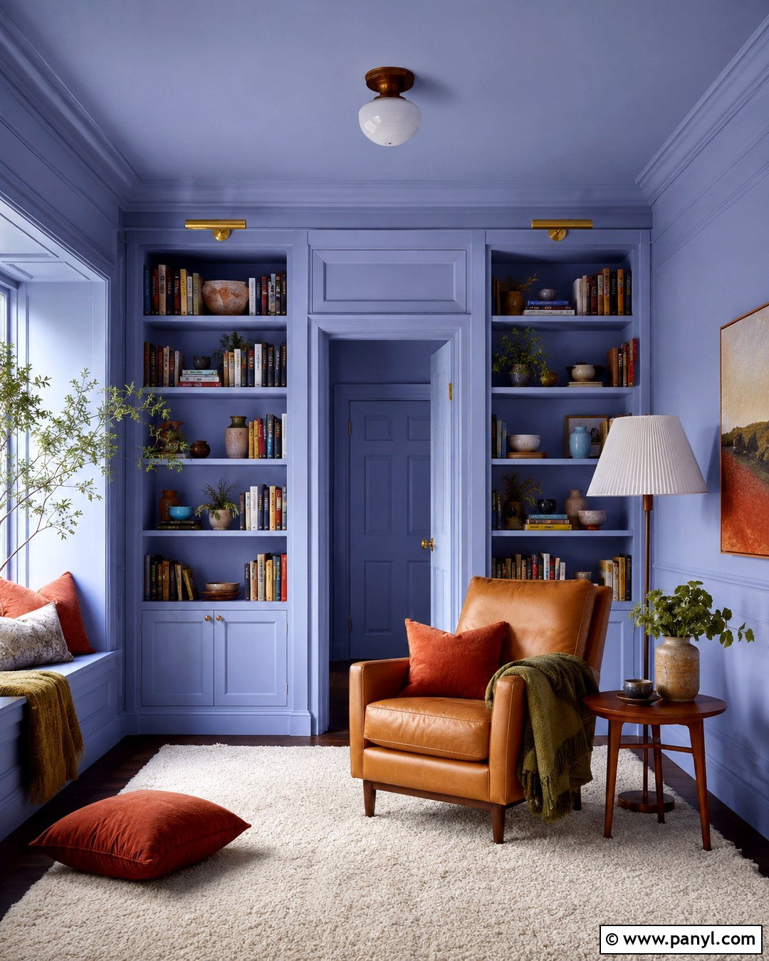 Light Periwinkle Walls With Color-Drenched Trim - 20 light periwinkle walls