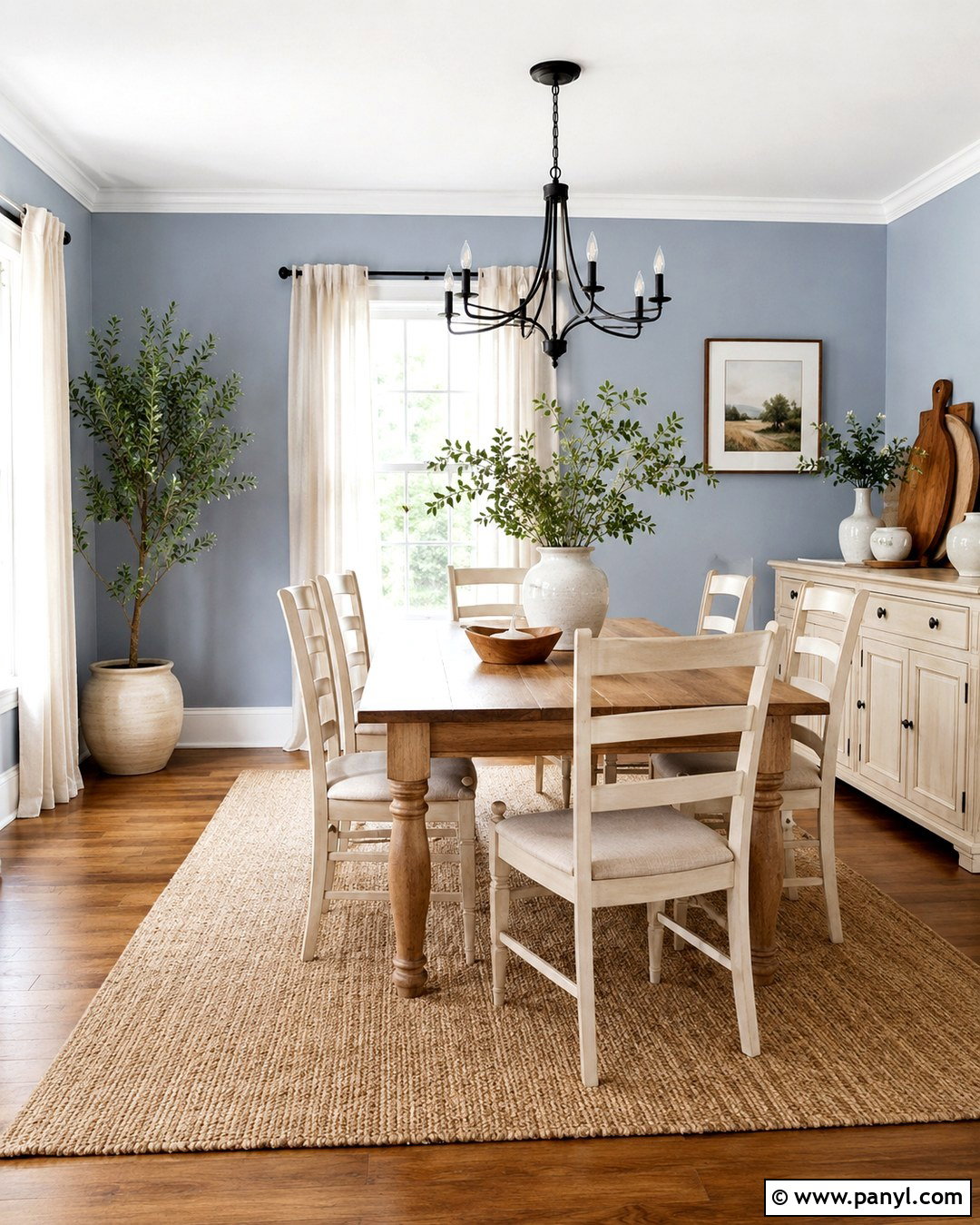 Light Periwinkle Walls With Farmhouse Dining Decor - 20 light periwinkle walls