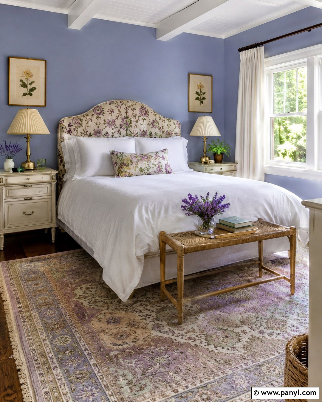 Light Periwinkle Walls With Floral Cottage Decor - 20 light periwinkle walls