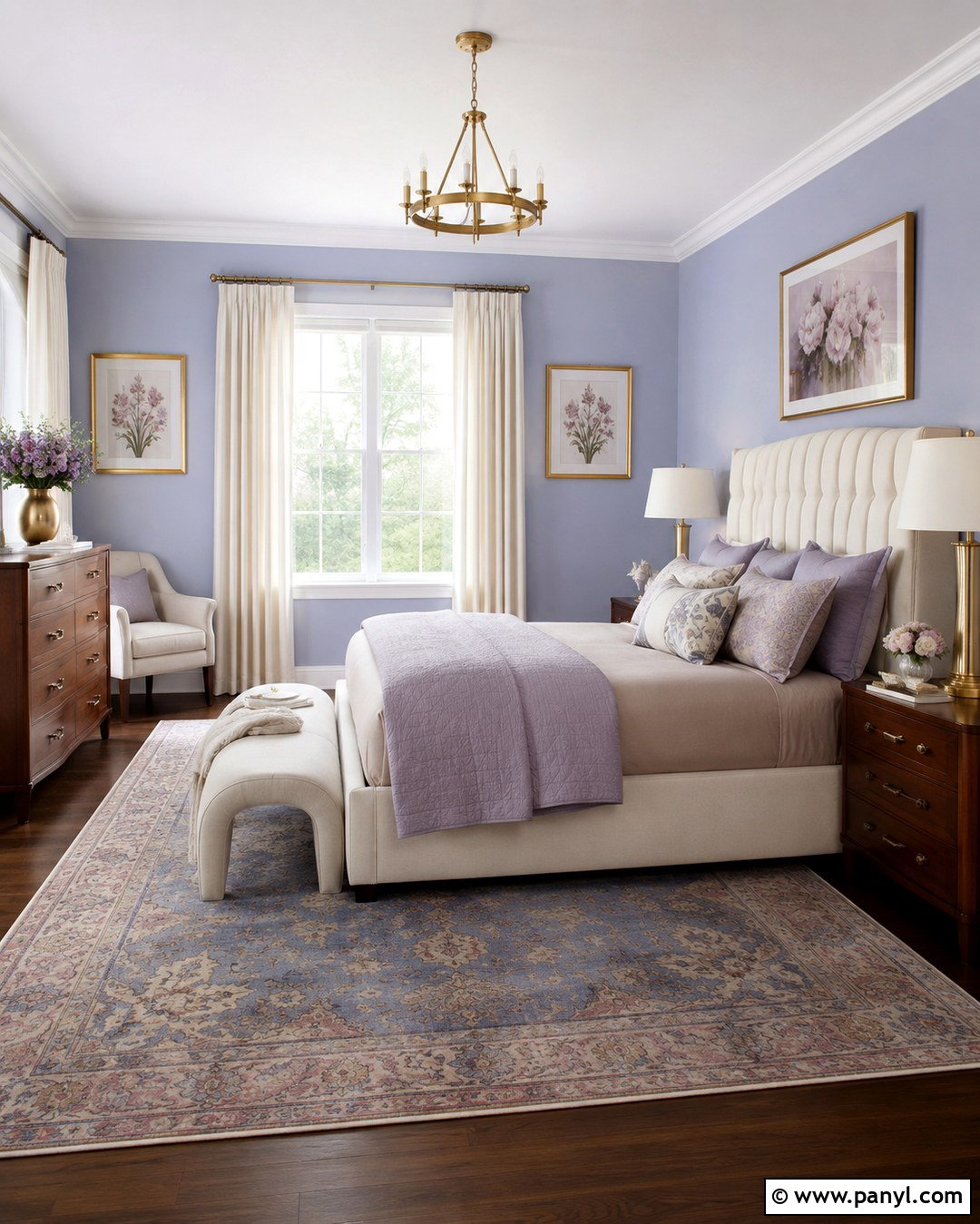 Light Periwinkle Walls With Gold Bedroom Accents - 20 light periwinkle walls