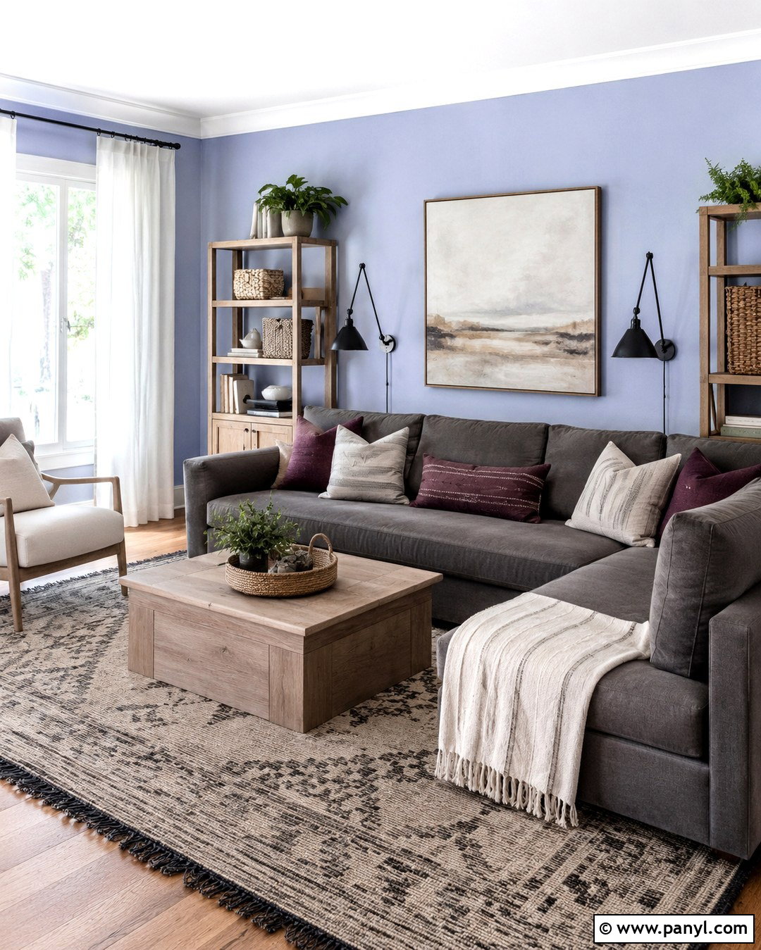 Light Periwinkle Walls With Gray Sectional Sofa - 20 light periwinkle walls