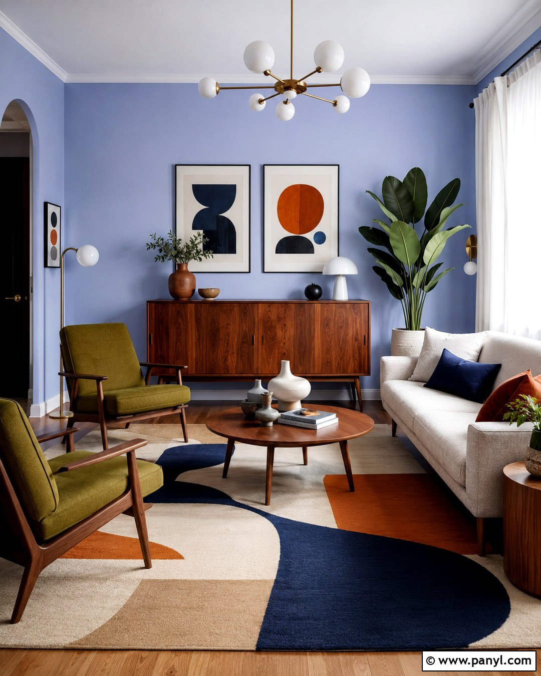 Light Periwinkle Walls With Midcentury Modern Furniture - 20 light periwinkle walls